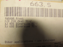 Remblokken voor Yamaha XJ 600 Diversion