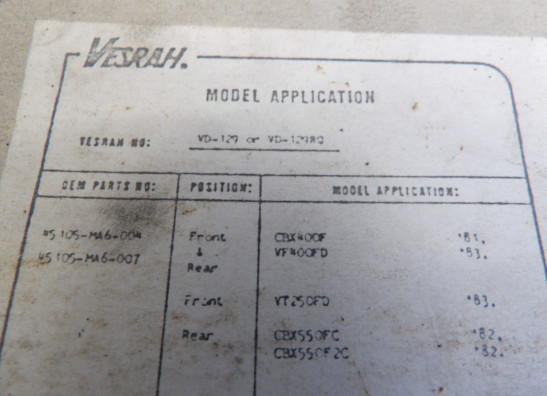 Bremsbeläge Honda CBX 550 F2