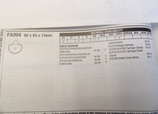 Remblokken voor Harley Davidson Overige Harley Davidson