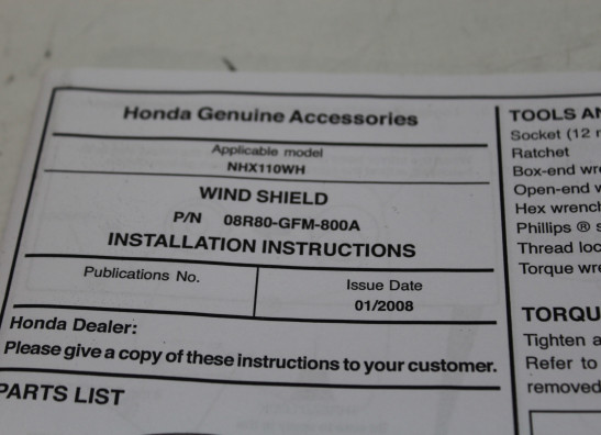 Windscherm Honda Lead