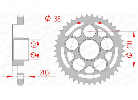 Achtertandwiel Ducati 848