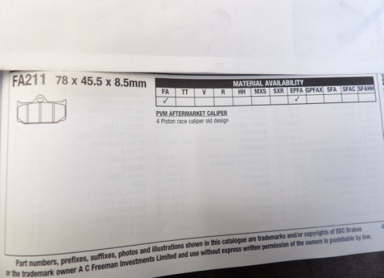 Braking pads front Overig Onbekend Unknown