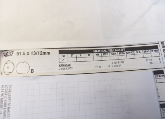 Remblokken achter Kawasaki Z 900 Z1