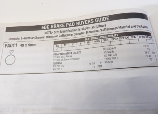 Bremsbeläge Yamaha RD 350