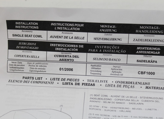 Buddy cover Honda CBF 1000