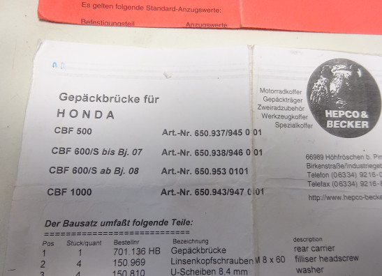 Topkoffer Honda CBF 1000