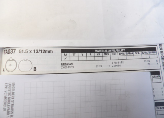 Braking pads rear Kawasaki Z 900 Z1