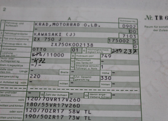 Rahme teile Kawasaki ZXR 750 R