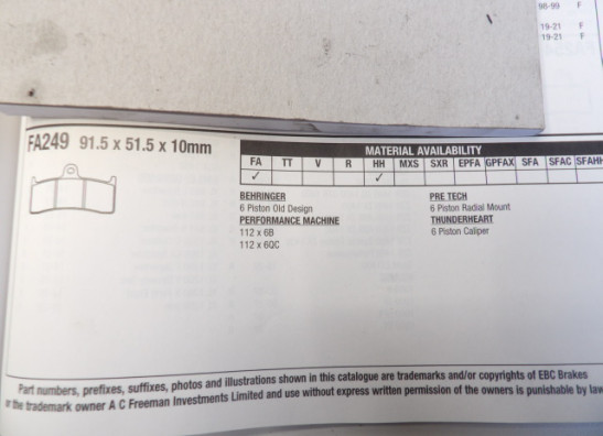 Remblokken voor Yamaha YZF R7