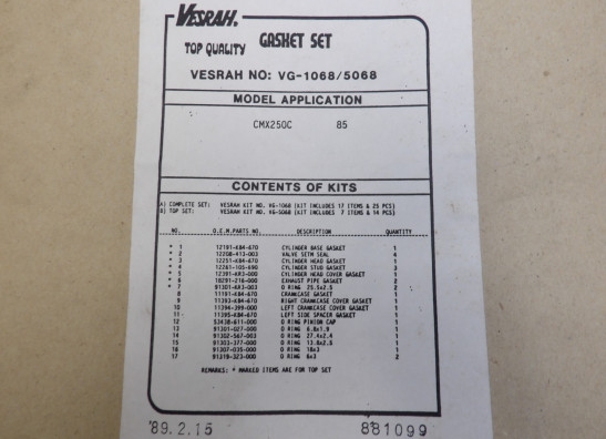 Dichtung Honda CMX 250 