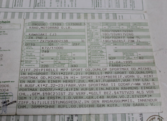 Rahme teile Kawasaki ZXR 750 R