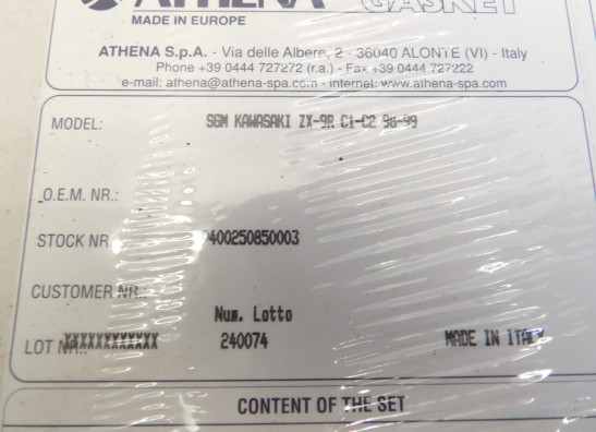 Pakking Kawasaki ZX 9 R