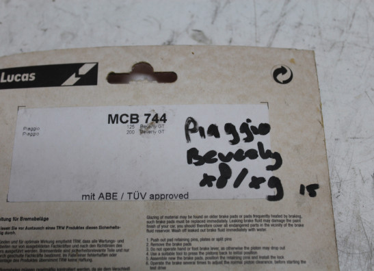 Remblokken voor Piaggio Beverly 500