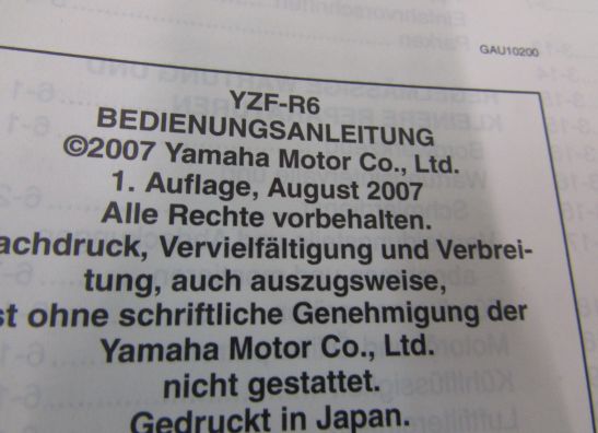 Fahrerhandbuch Yamaha YZF R6