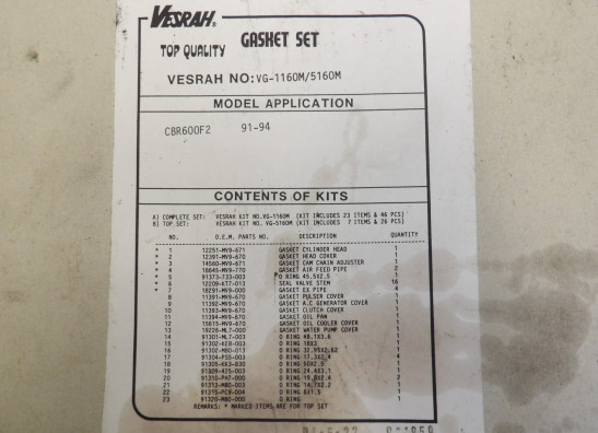 Pakking Honda CBR 600 F