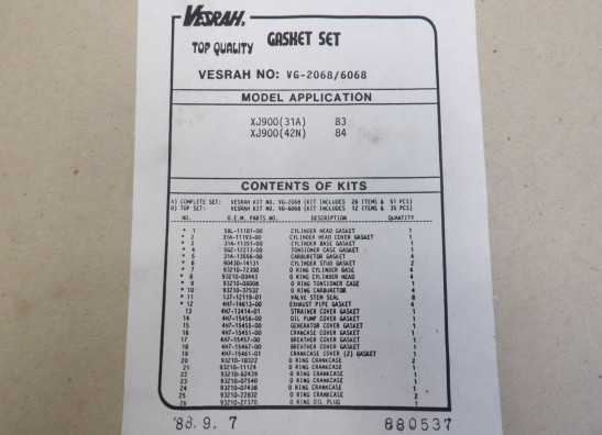 Gasket Yamaha XJ 900 F