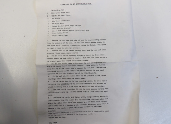 Rear carrier top box Kawasaki ZX 9 R