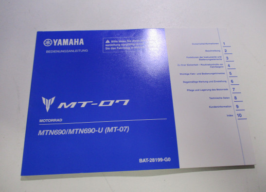 Instructieboekje Yamaha MT 07