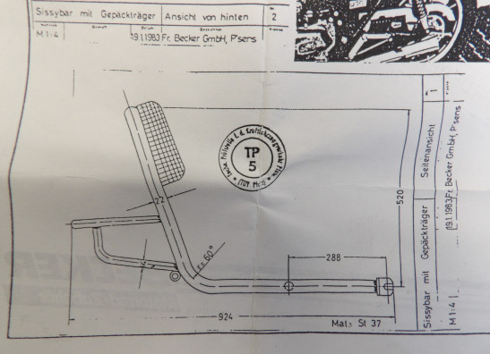 Rugsteun sissybar Kawasaki LTD 550