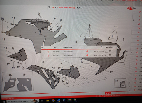 V verkleidung vorne Aprilia RSV 1000