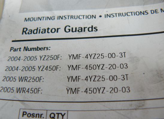 Radiator toebehoren Yamaha WR 426  YZ 426