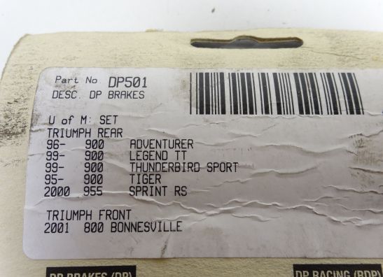 Braking pads rear Triumph Thunderbird Sport 900
