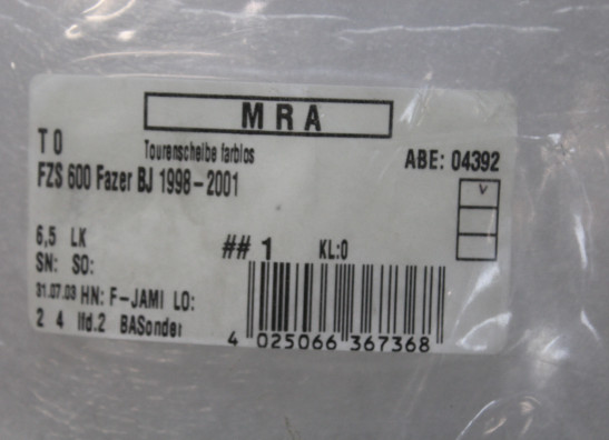 Wind screen Yamaha FAZER 600